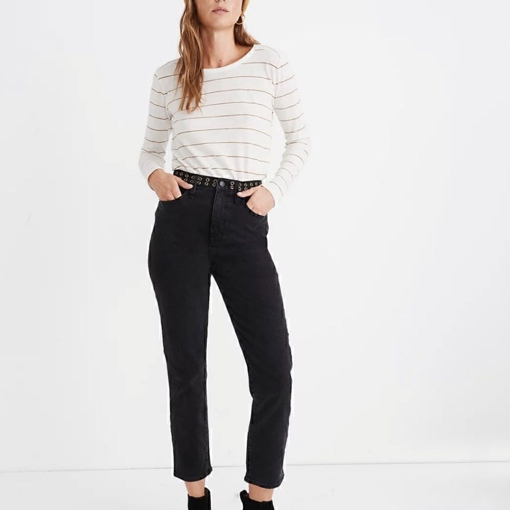 Madewell classic straight leg jean in lunar grommet black gray wash
